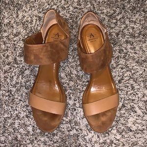 Aquatalia suede ankle strap heel size 12